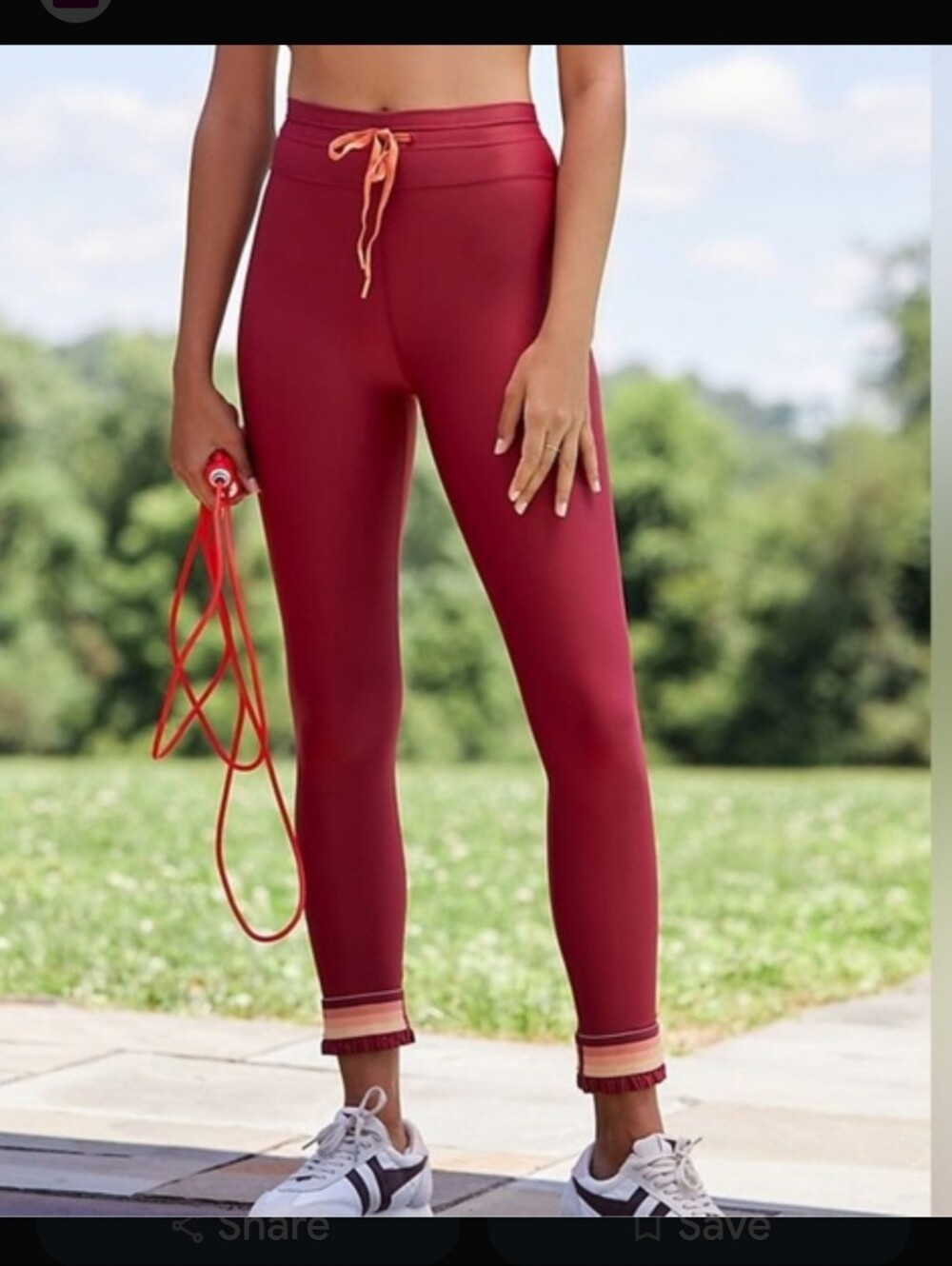 The Upside Burgundy Leggings with Striped Ruffle Ankles